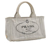 Authentic PRADA Vintage Canapa SS Denim 2Way Shoulder Hand Bag Purse White 4597I