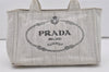 Authentic PRADA Vintage Canapa SS Denim 2Way Shoulder Hand Bag Purse White 4597I