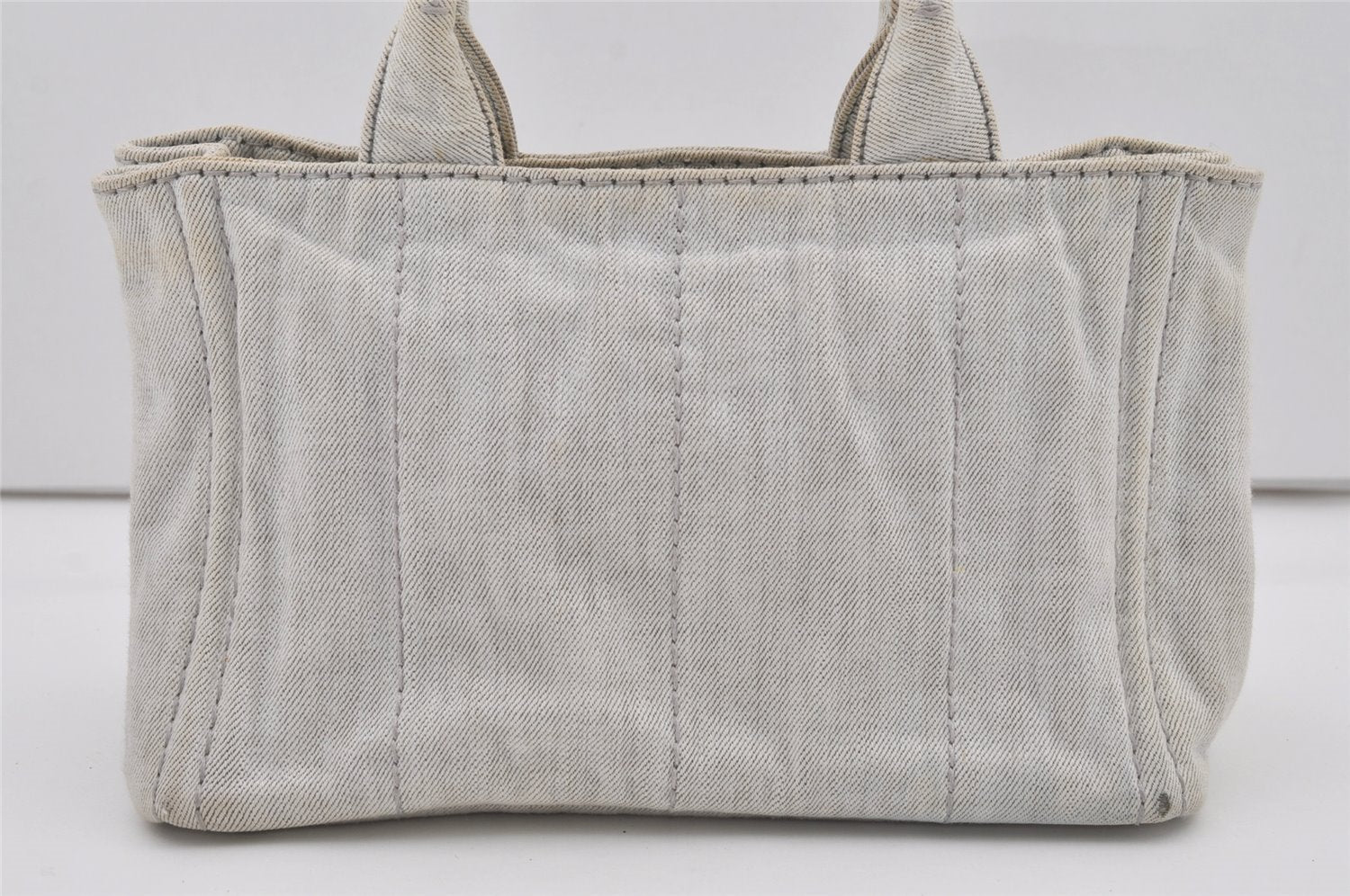 Authentic PRADA Vintage Canapa SS Denim 2Way Shoulder Hand Bag Purse White 4597I