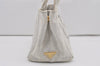 Authentic PRADA Vintage Canapa SS Denim 2Way Shoulder Hand Bag Purse White 4597I