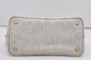 Authentic PRADA Vintage Canapa SS Denim 2Way Shoulder Hand Bag Purse White 4597I