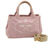 Authentic PRADA Canapa SS Canvas 2Way Shoulder Cross Body Hand Bag Pink 4598I