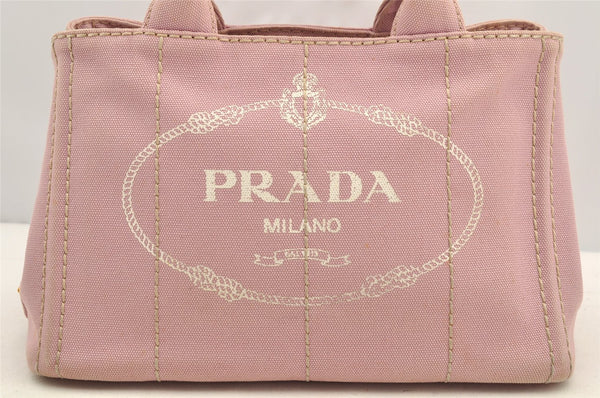 Authentic PRADA Canapa SS Canvas 2Way Shoulder Cross Body Hand Bag Pink 4598I