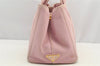 Authentic PRADA Canapa SS Canvas 2Way Shoulder Cross Body Hand Bag Pink 4598I