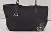 Authentic GUCCI New Britt Shoulder Tote Bag GG Canvas Leather 169946 Black 4601I