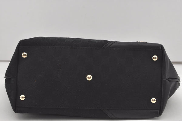 Authentic GUCCI New Britt Shoulder Tote Bag GG Canvas Leather 169946 Black 4601I