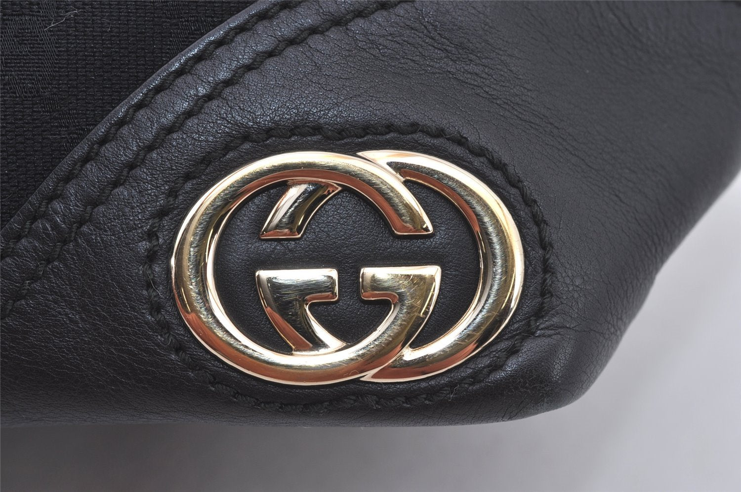 Authentic GUCCI New Britt Shoulder Tote Bag GG Canvas Leather 169946 Black 4601I