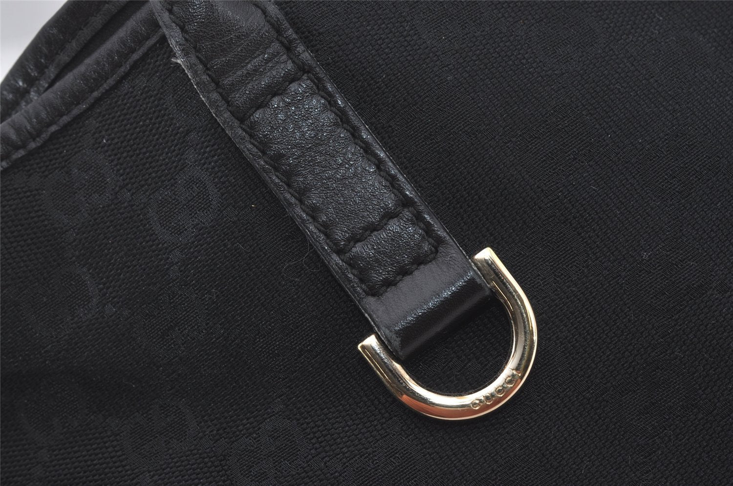 Authentic GUCCI New Britt Shoulder Tote Bag GG Canvas Leather 169946 Black 4601I