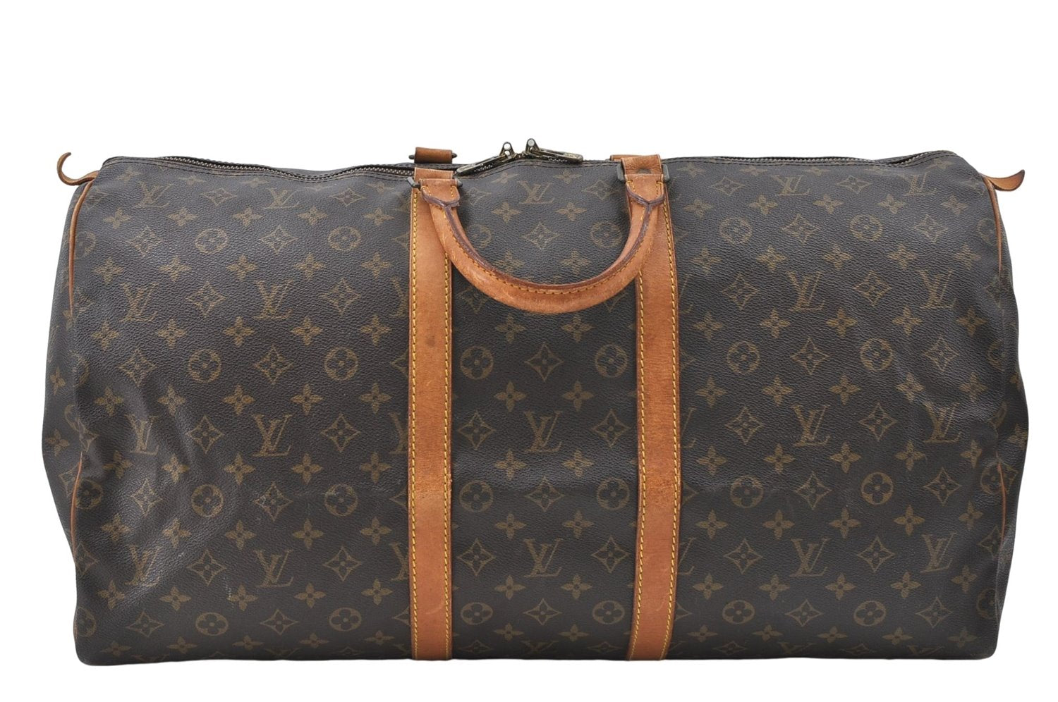 Authentic Louis Vuitton Monogram Keepall 55 Boston Bag M41424 LV 4603D