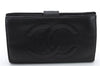 Authentic CHANEL Caviar Skin CoCo Mark Long Wallet Purse Black 4604C