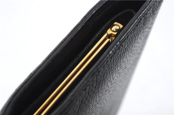 Authentic CHANEL Caviar Skin CoCo Mark Long Wallet Purse Black 4604C