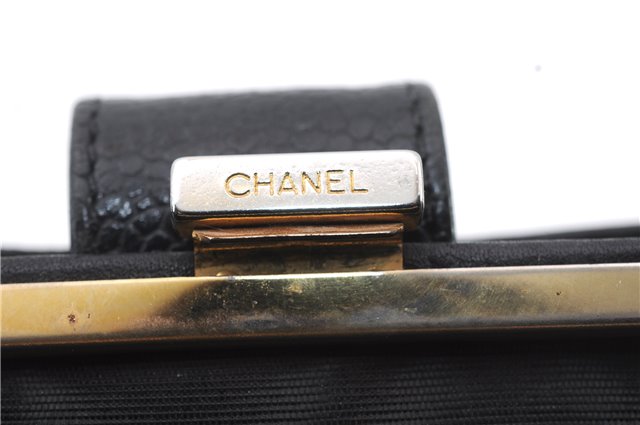 Authentic CHANEL Caviar Skin CoCo Mark Long Wallet Purse Black 4604C