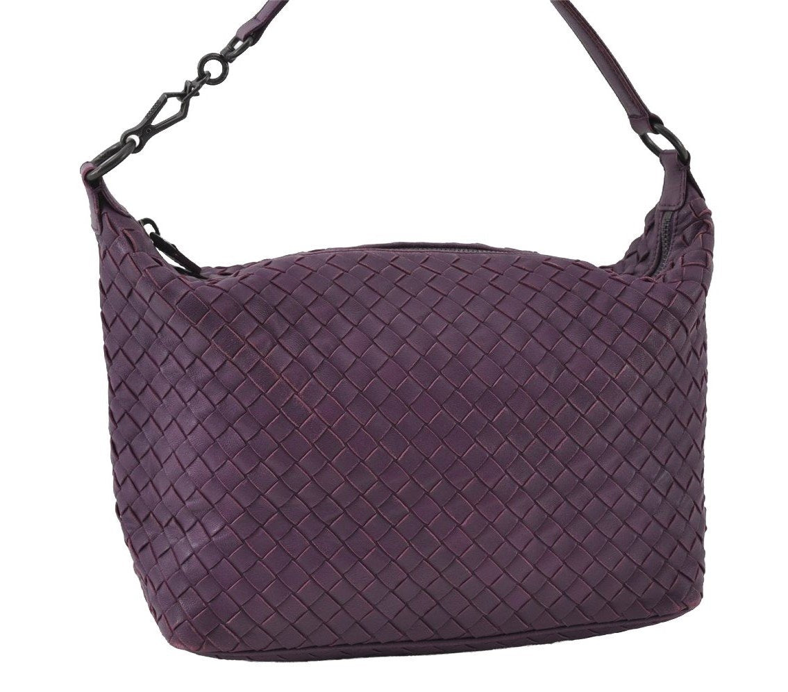 Authentic BOTTEGA VENETA Intrecciato Leather Shoulder Hand Bag Purple 4605I