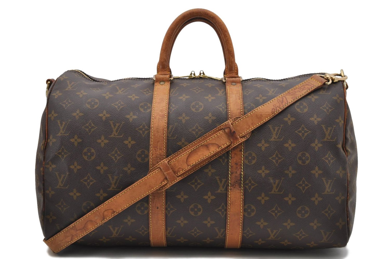 Auth Louis Vuitton Monogram Keepall Bandouliere 45 Boston Bag M41418 LV 4607D