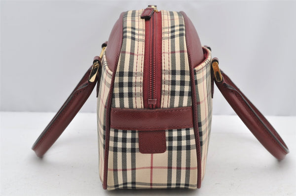 Authentic BURBERRY Vintage Nova Check Canvas Leather Hand Bag Purse Beige 4607I