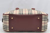 Authentic BURBERRY Vintage Nova Check Canvas Leather Hand Bag Purse Beige 4607I