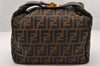 Authentic FENDI Vintage Zucca Hand Bag Purse Canvas Leather Brown 4608I