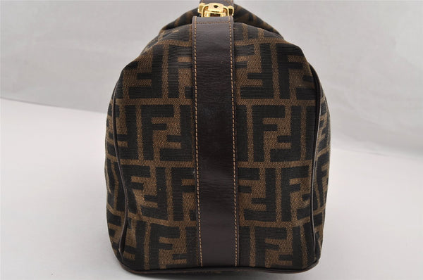 Authentic FENDI Vintage Zucca Hand Bag Purse Canvas Leather Brown 4608I