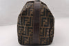 Authentic FENDI Vintage Zucca Hand Bag Purse Canvas Leather Brown 4608I