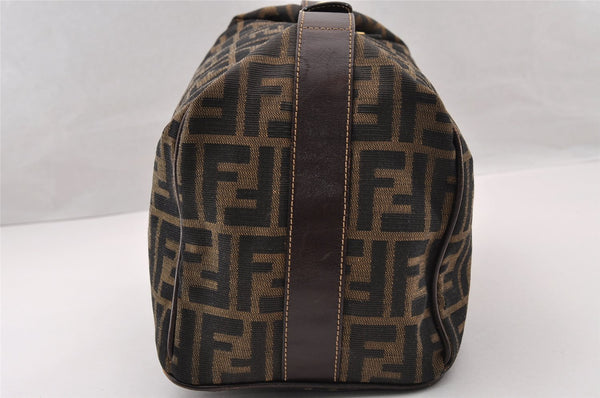 Authentic FENDI Vintage Zucca Hand Bag Purse Canvas Leather Brown 4608I