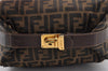 Authentic FENDI Vintage Zucca Hand Bag Purse Canvas Leather Brown 4608I