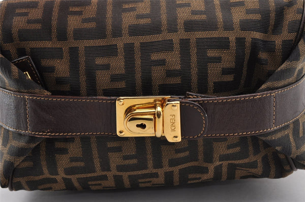 Authentic FENDI Vintage Zucca Hand Bag Purse Canvas Leather Brown 4608I