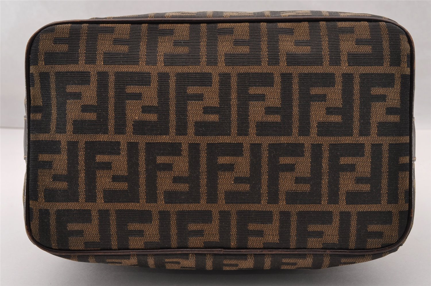 Authentic FENDI Vintage Zucca Hand Bag Purse Canvas Leather Brown 4608I