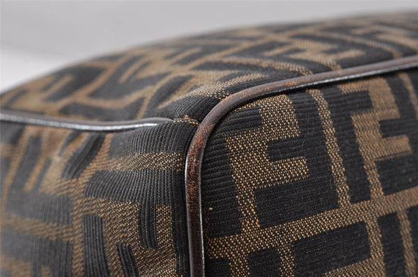 Authentic FENDI Vintage Zucca Hand Bag Purse Canvas Leather Brown 4608I