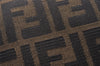 Authentic FENDI Vintage Zucca Hand Bag Purse Canvas Leather Brown 4608I
