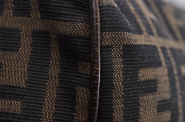 Authentic FENDI Vintage Zucca Hand Bag Purse Canvas Leather Brown 4608I