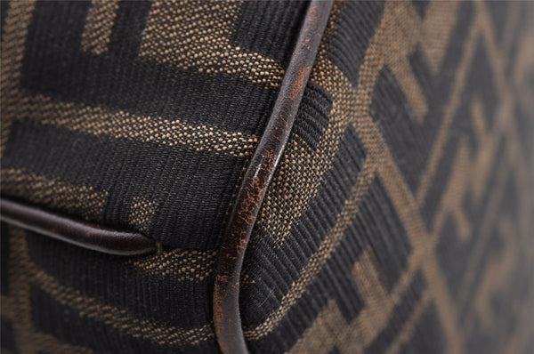 Authentic FENDI Vintage Zucca Hand Bag Purse Canvas Leather Brown 4608I