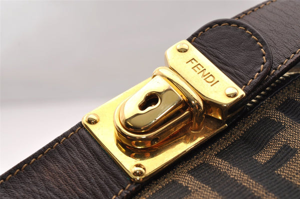 Authentic FENDI Vintage Zucca Hand Bag Purse Canvas Leather Brown 4608I