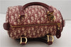 Authentic Christian Dior Trotter Hand Boston Bag PVC Enamel Bordeaux 4610F