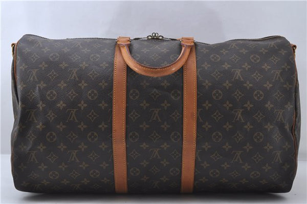 Auth Louis Vuitton Monogram Keepall Bandouliere 55 Boston Bag M41414 LV 4611D