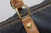 Authentic Christian Dior Boston Hand Bag Denim Canvas Leather Navy Blue CD 4611F