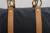 Authentic Christian Dior Boston Hand Bag Denim Canvas Leather Navy Blue CD 4611F