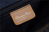 Authentic Christian Dior Boston Hand Bag Denim Canvas Leather Navy Blue CD 4611F