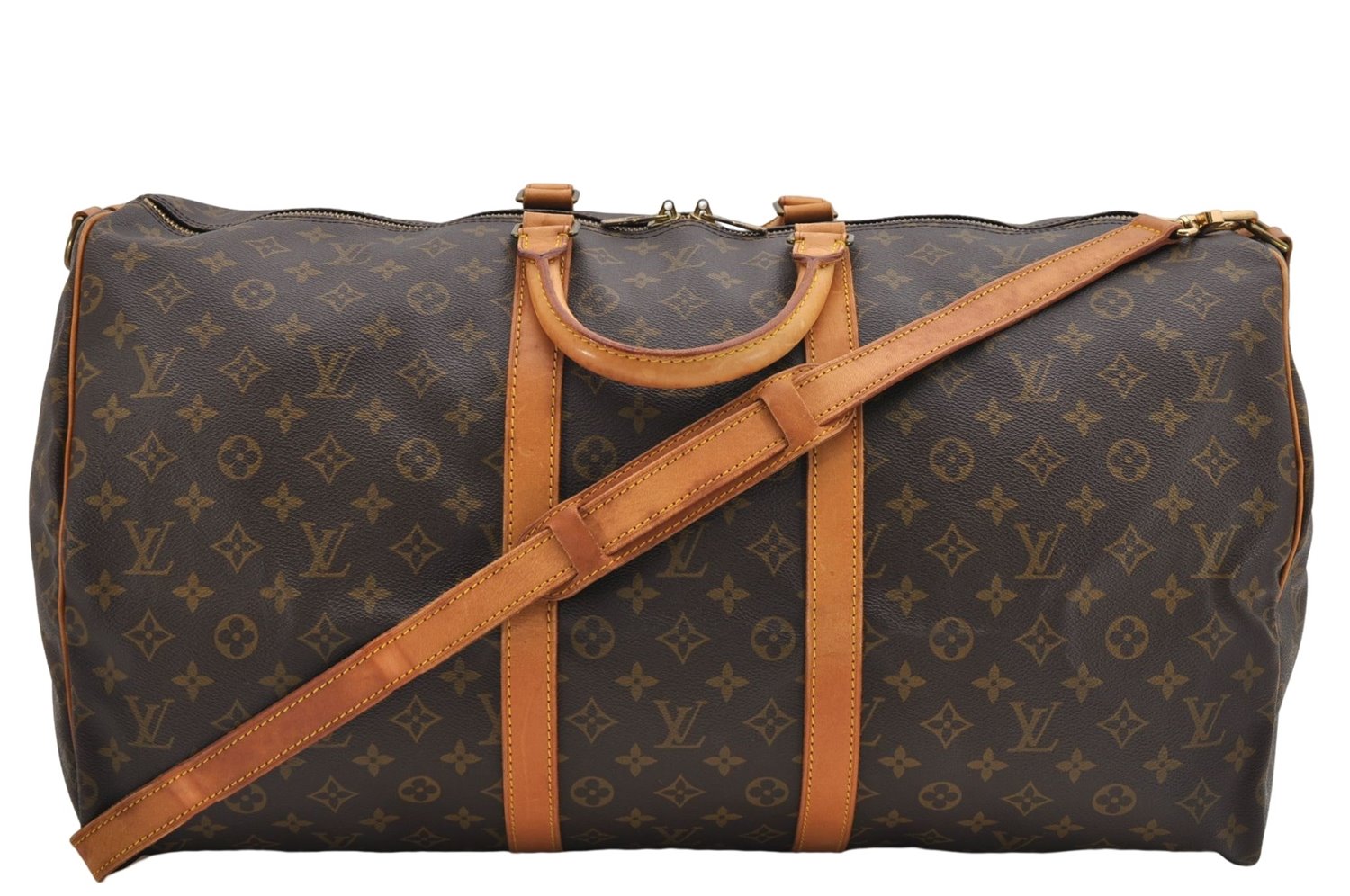 Auth Louis Vuitton Monogram Keepall Bandouliere 55 Boston Bag M41414 LV 4612D