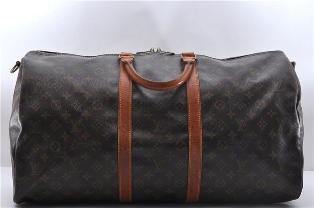 Auth Louis Vuitton Monogram Keepall Bandouliere 55 Boston Bag M41414 LV 4613D