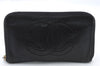 Authentic CHANEL Caviar Skin CoCo Mark Round Zip Long Wallet Purse Black 4614C