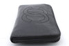 Authentic CHANEL Caviar Skin CoCo Mark Round Zip Long Wallet Purse Black 4614C