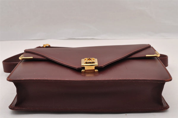 Authentic Cartier Must de Cartier Leather Shoulder Hand Bag Bordeaux Red 4614I