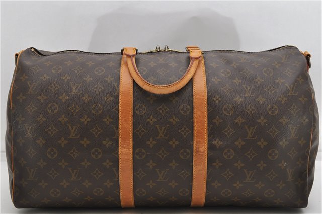 Auth Louis Vuitton Monogram Keepall Bandouliere 55 Boston Bag M41414 LV 4616D