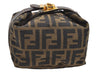 Authentic FENDI Zucca Hand Bag Pouch Purse Canvas Leather Brown Junk 4616I