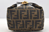 Authentic FENDI Zucca Hand Bag Pouch Purse Canvas Leather Brown Junk 4616I
