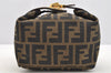 Authentic FENDI Zucca Hand Bag Pouch Purse Canvas Leather Brown Junk 4616I
