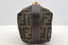 Authentic FENDI Zucca Hand Bag Pouch Purse Canvas Leather Brown Junk 4616I