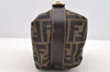 Authentic FENDI Zucca Hand Bag Pouch Purse Canvas Leather Brown Junk 4616I