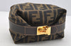 Authentic FENDI Zucca Hand Bag Pouch Purse Canvas Leather Brown Junk 4616I
