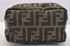 Authentic FENDI Zucca Hand Bag Pouch Purse Canvas Leather Brown Junk 4616I